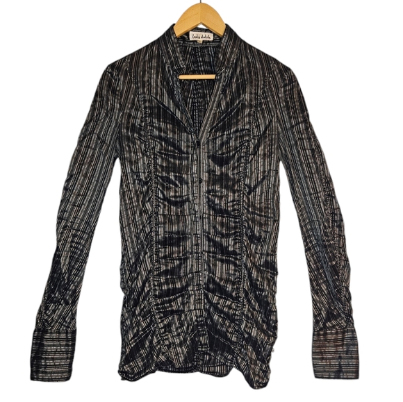 Lady Dutch High Society Tops - Vintage Lady Dutch High Society Ruched Button Up Long Sleeve Top size L